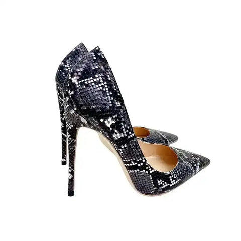 Snake skin effect venomous charm court pumps front view — Fashionfitz UK