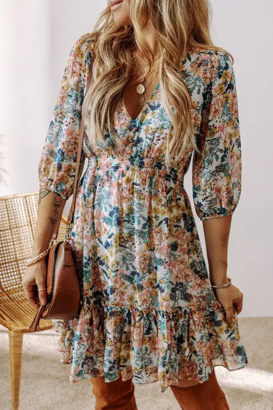 Verve v-neck floral dress | mini dresses | fashionfitz