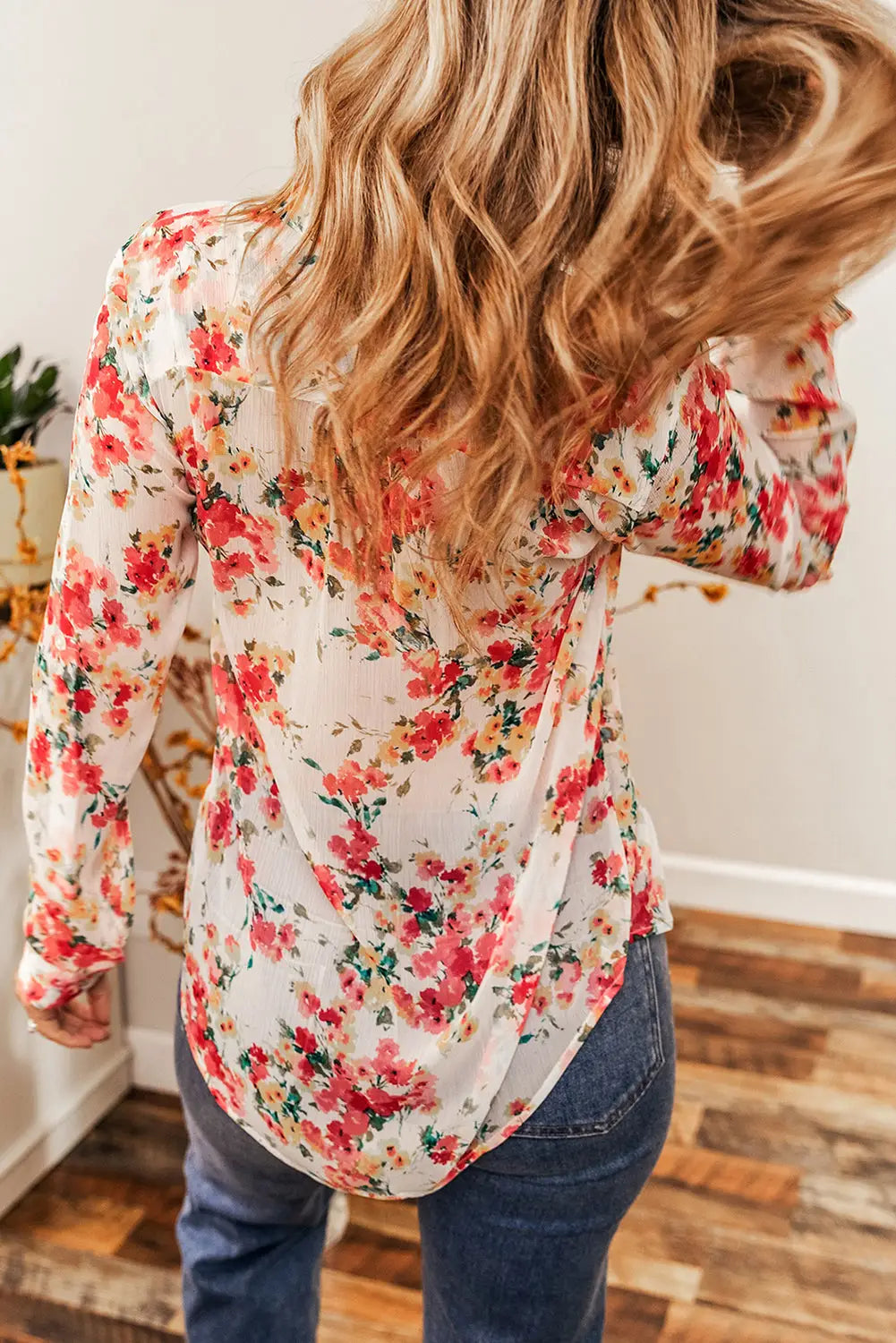 Vibrant floral print chest pocket shirt - blouses & shirts