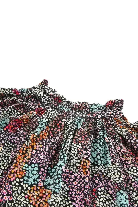 Vibrant Floral Puff Sleeve Blouse - Fashionfitz