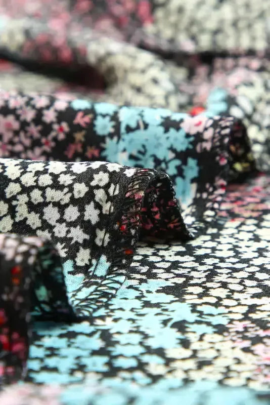 Vibrant Floral Puff Sleeve Blouse - Fashionfitz