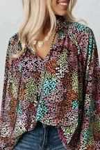 Vibrant Floral Puff Sleeve Blouse - Fashionfitz