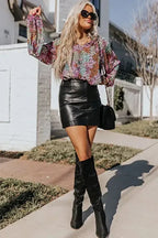 Vibrant Floral Puff Sleeve Blouse - Fashionfitz