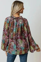 Vibrant Floral Puff Sleeve Blouse - Fashionfitz