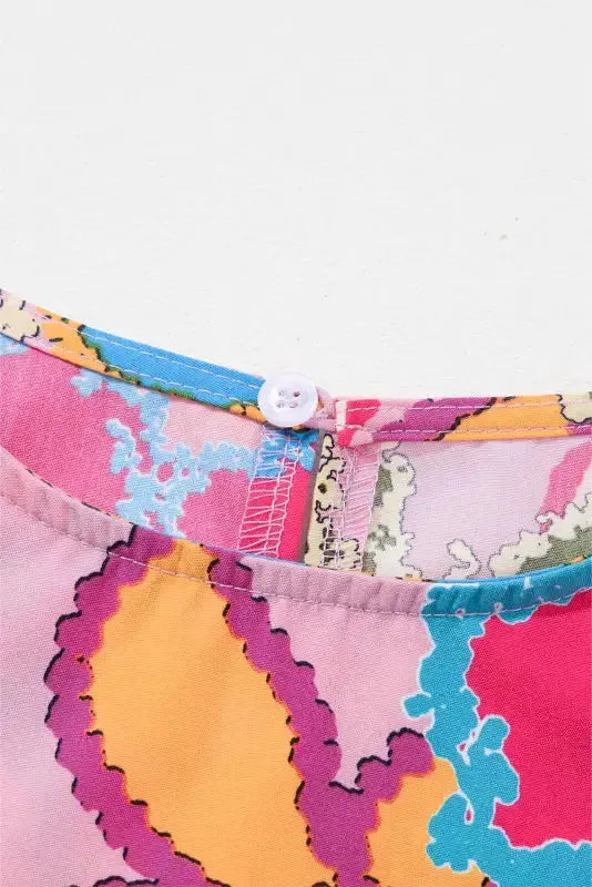 Vibrant Floral Ruffle Sleeve Blouse - Fashionfitz