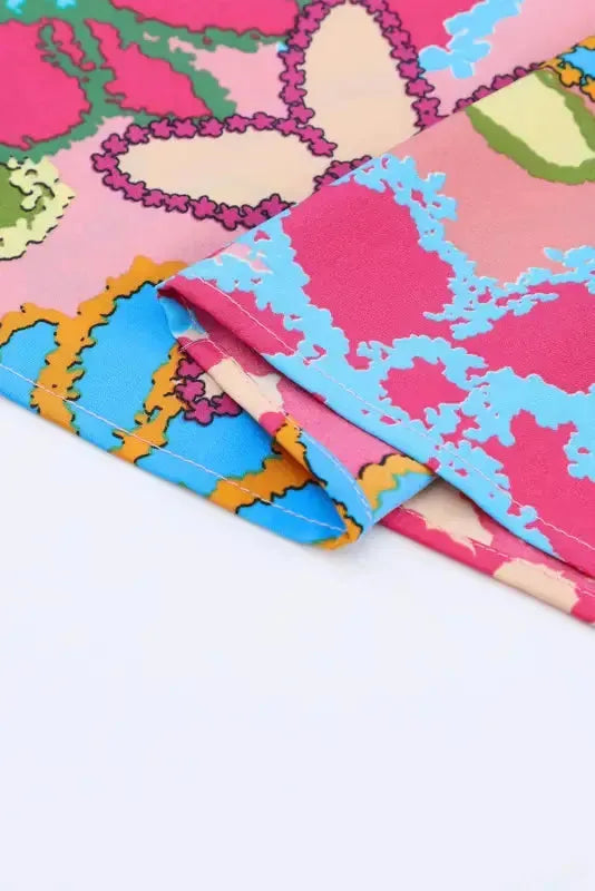 Vibrant Floral Ruffle Sleeve Blouse - Fashionfitz