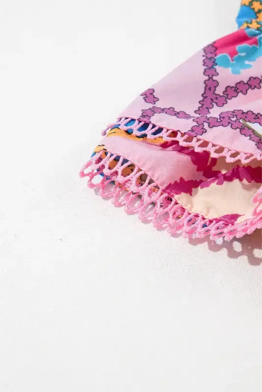 Vibrant Floral Ruffle Sleeve Blouse - Fashionfitz