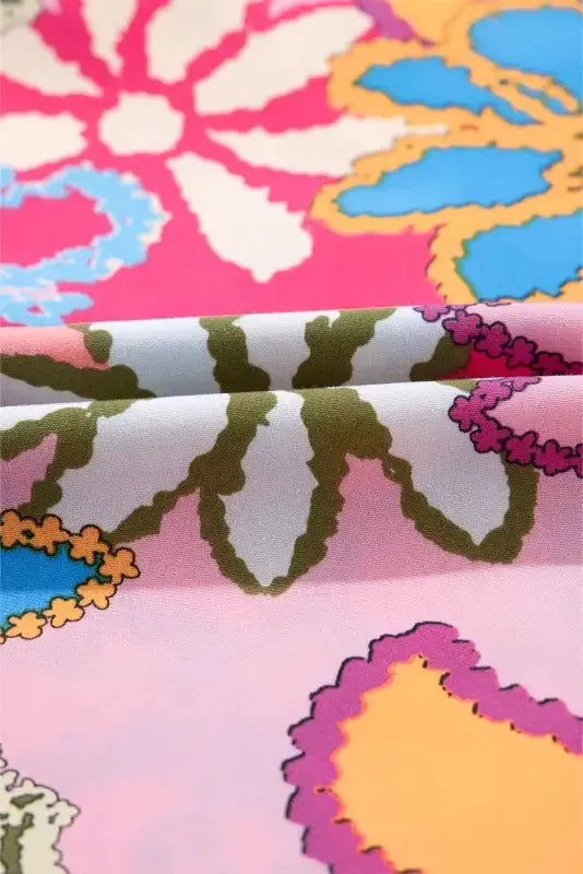 Vibrant Floral Ruffle Sleeve Blouse - Fashionfitz