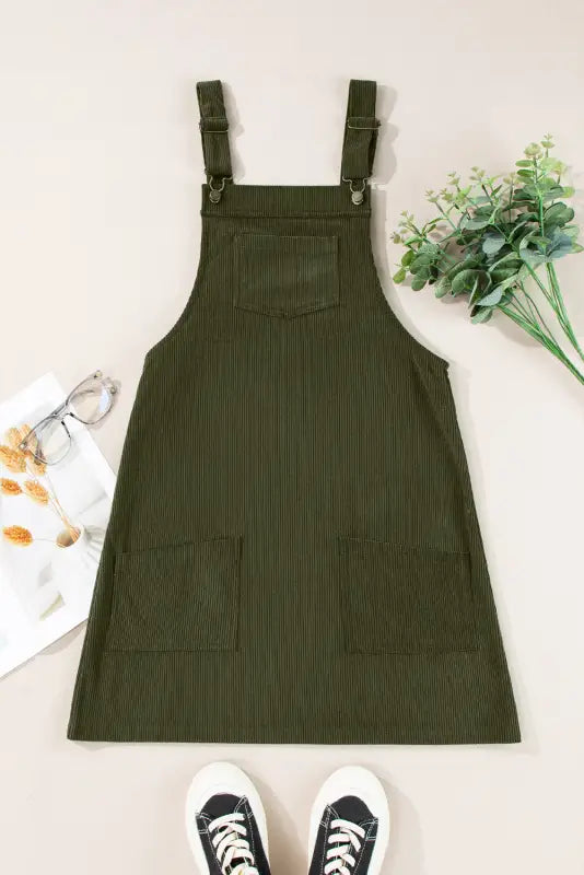 Vineyard green corduroy overall dress | fashionfitz