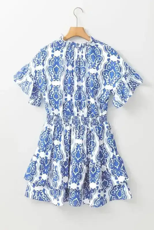 Vintage Floral Dress - Ashleigh Blue Wide Ruffled Sleeve - Fashionfitz