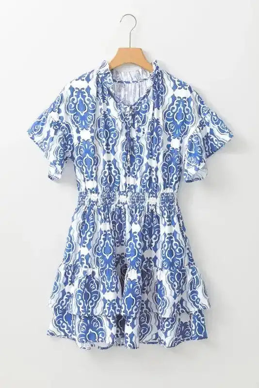 Vintage Floral Dress - Ashleigh Blue Wide Ruffled Sleeve - Fashionfitz