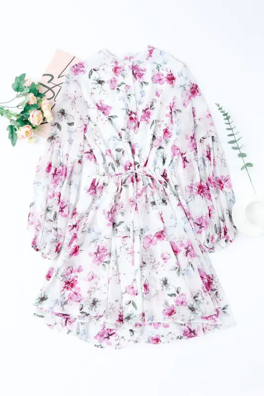 Vintage floral print flowy dress - mini dresses