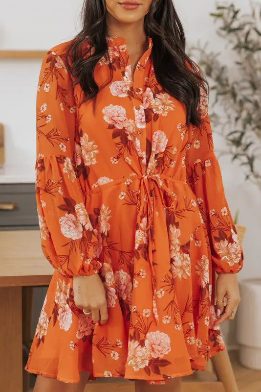 Vintage floral print flowy dress - mini dresses