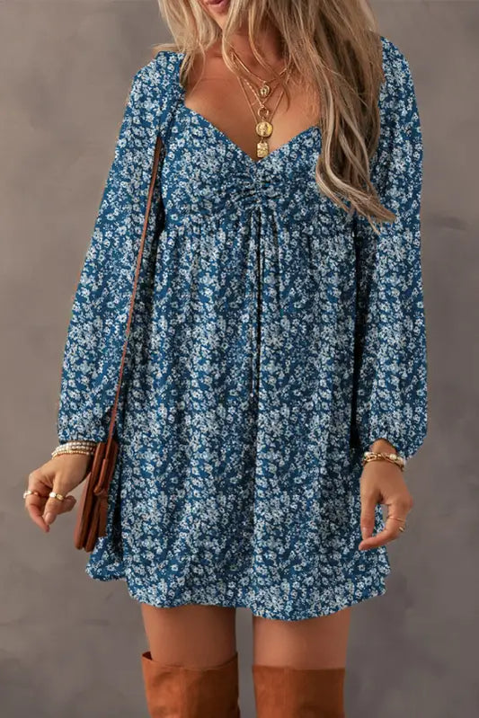 Vintage floral sweetheart dress - blue | fashionfitz