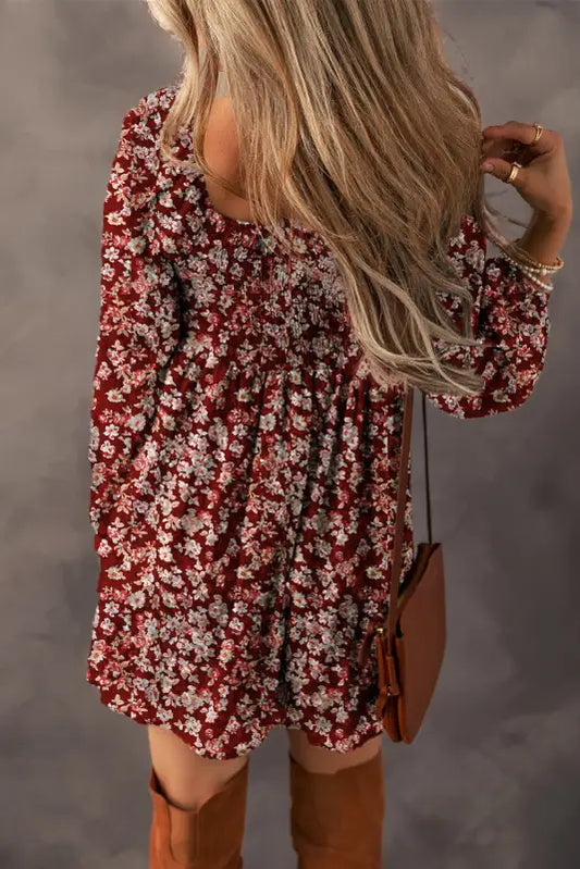 Vintage floral sweetheart dress - red | fashionfitz