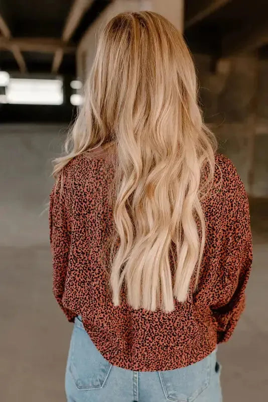 Vintage Leopard Bubble Sleeve Pullover Sweatshirt - Fashionfitz