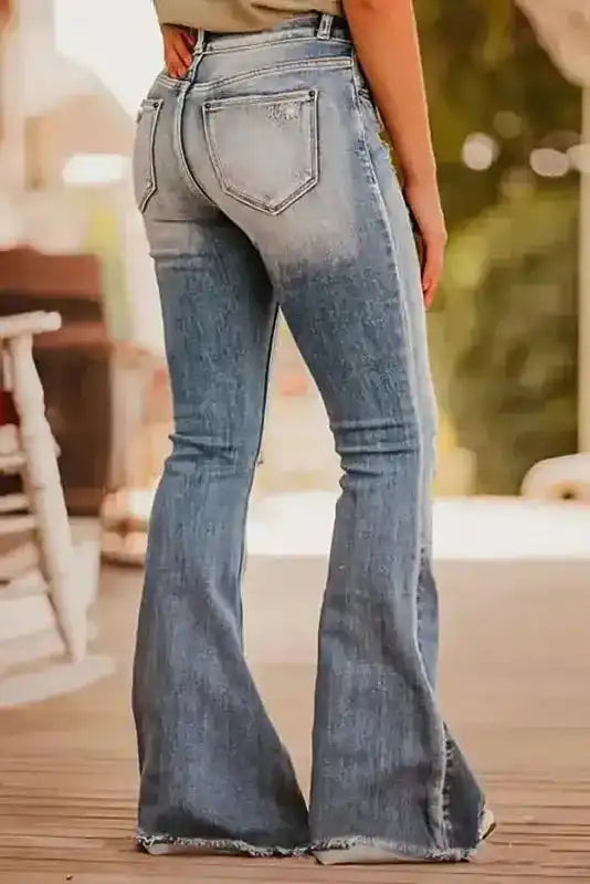 Vintage Ripped Raw Edge Flare Jeans - Fashionfitz