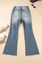 Vintage Ripped Raw Edge Flare Jeans - Fashionfitz