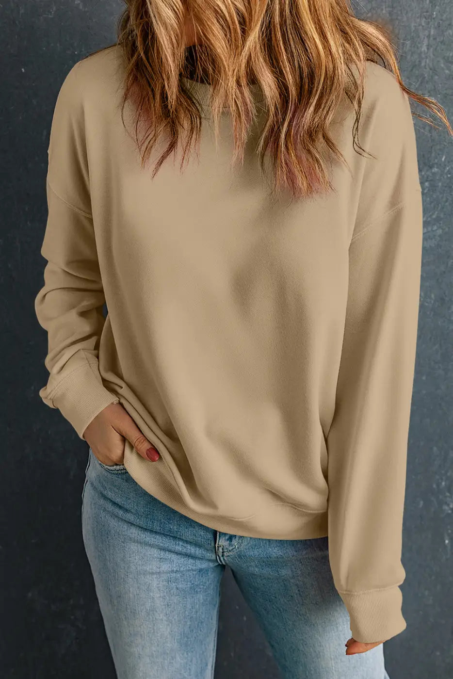Vintage vibe sweatshirt - khaki / s / 50% polyester + 50% cotton - sweatshirts