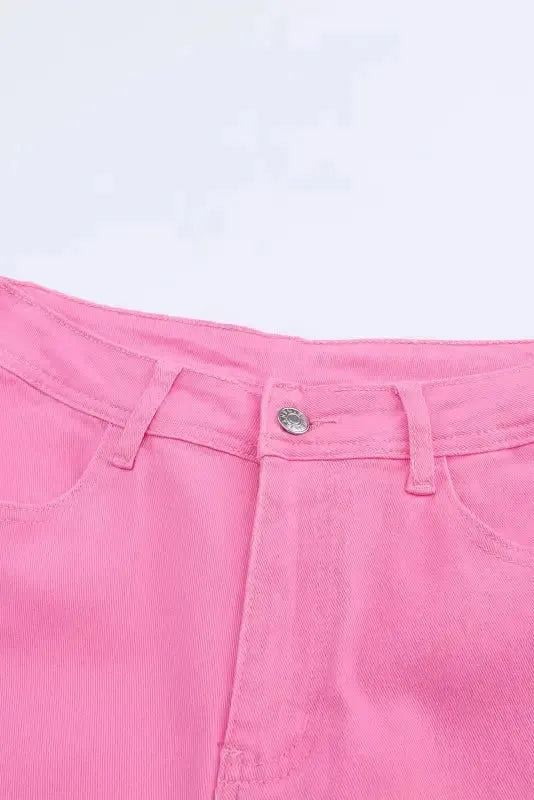 VintageRevival Raw Hem Jeans - Pink, Flared - Fashionfitz