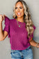 Violet ruffled short sleeve textured knit sweater - sweaters & cardigans