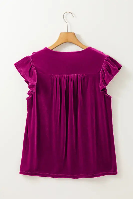 Violet ruffled velvet blouse - tops/blouses & shirts