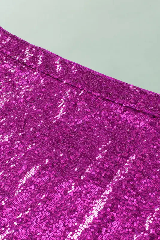 Violet sequined high waist plus size midi skirt