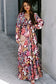 Violet v neck floral print empire waist maxi dress - dresses