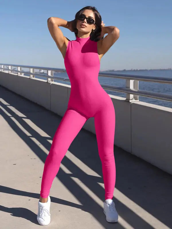 Vital goddess active jumpsuit - rose / s - yoga jumpsuits