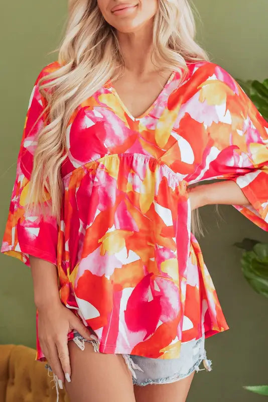 Vivid vibes babydoll blouse | women’s tops | fashionfitz