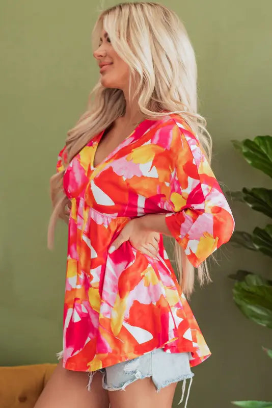 Vivid vibes babydoll blouse | women’s tops | fashionfitz