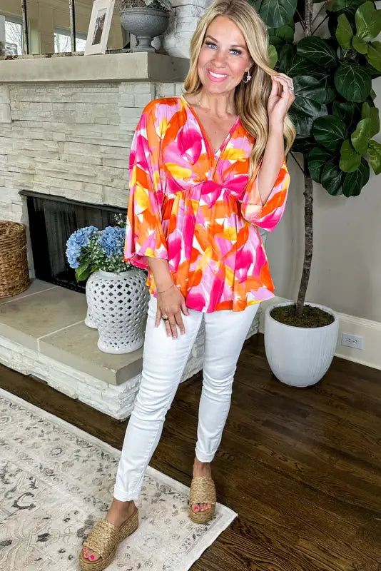 Vivid vibes babydoll blouse | women’s tops | fashionfitz