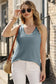 Waffle knit flowy vest - real teal scoop neck - tops/tank tops