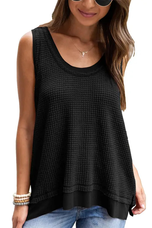 Waffle knit flowy vest top - tops/tank tops