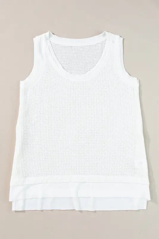 Waffle knit flowy vest top - tops/tank tops