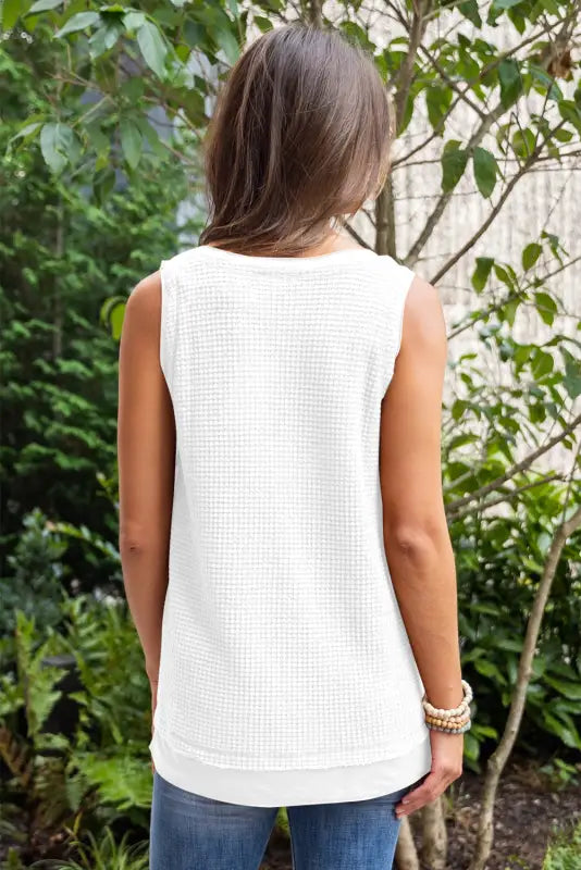 Waffle knit flowy vest top - tops/tank tops