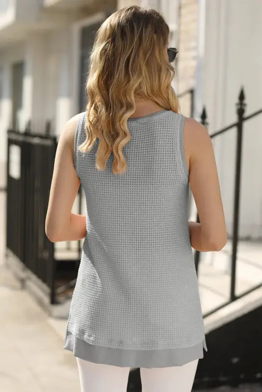 Waffle knit flowy vest top - tops/tank tops