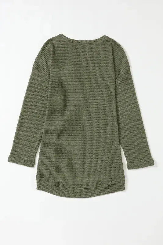 Waffle Knit High Slits Oversized Top - Fashionfitz