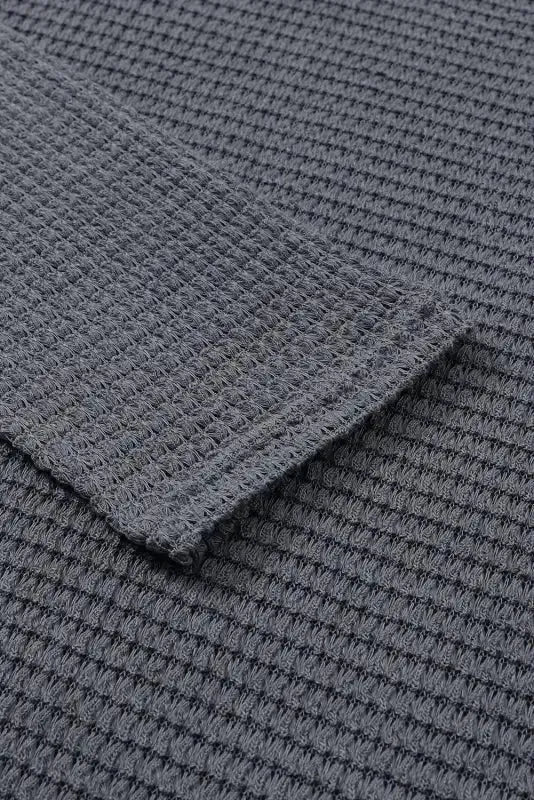 Waffle Knit High Slits Oversized Top - Fashionfitz