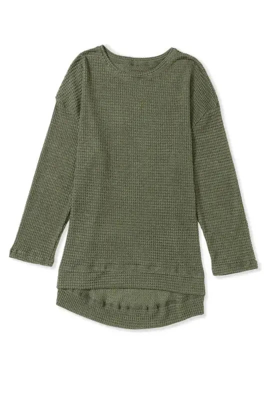 Waffle Knit High Slits Oversized Top - Fashionfitz