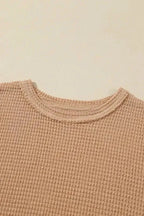 Waffle Knit High Slits Oversized Top - Fashionfitz