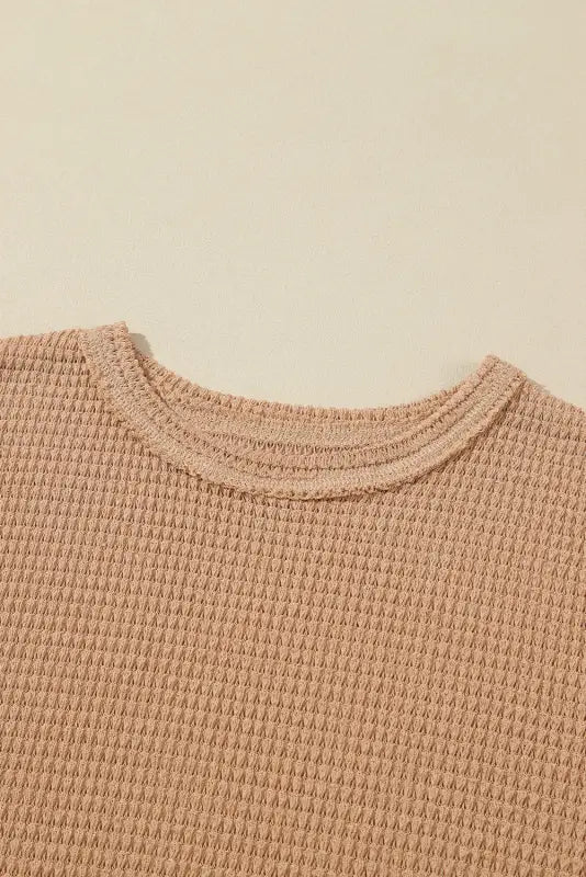 Waffle knit high slits oversized top