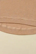 Waffle Knit High Slits Oversized Top - Fashionfitz