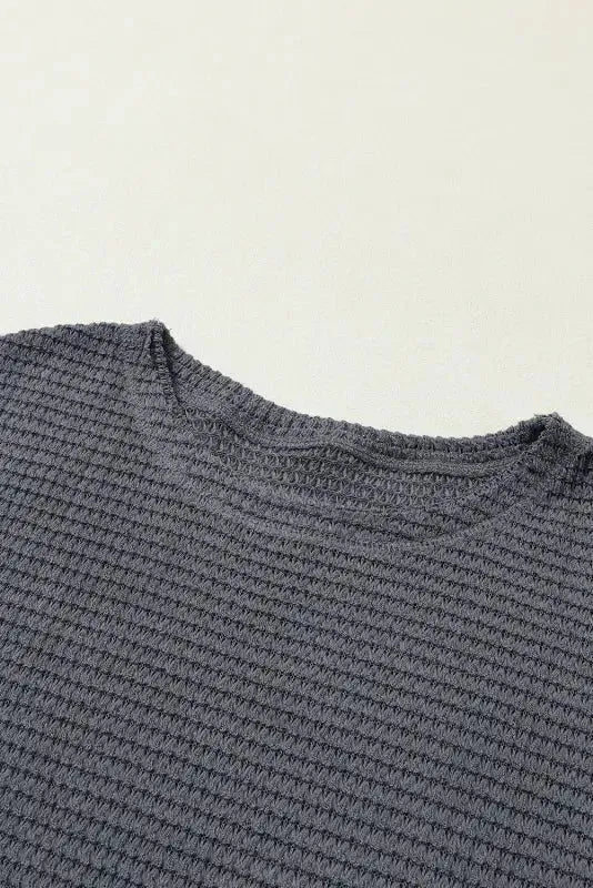Waffle Knit High Slits Oversized Top - Fashionfitz