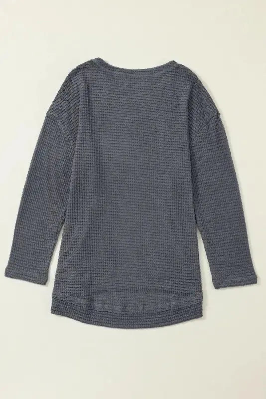 Waffle Knit High Slits Oversized Top - Fashionfitz