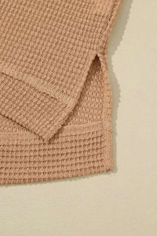 Waffle Knit High Slits Oversized Top - Fashionfitz
