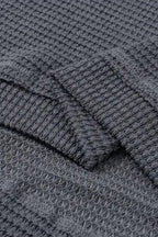 Waffle Knit High Slits Oversized Top - Fashionfitz