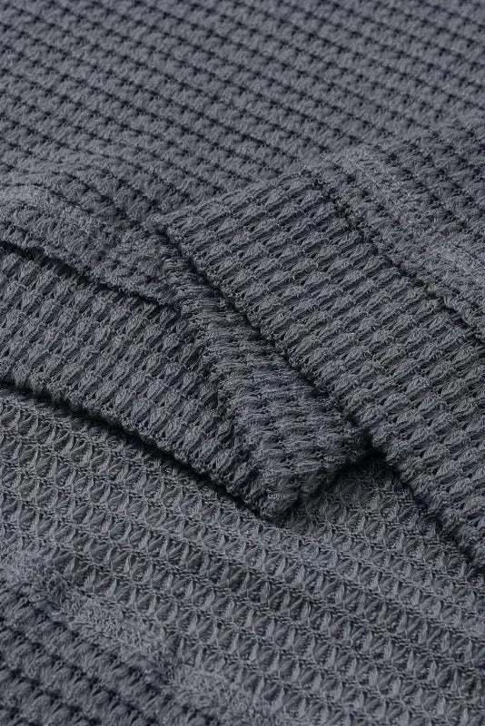 Waffle Knit High Slits Oversized Top - Fashionfitz