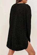 Waffle Knit High Slits Oversized Top - Fashionfitz