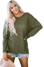 Waffle Knit High Slits Oversized Top - Fashionfitz